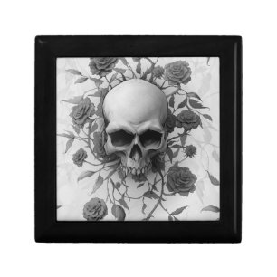 Dark Gothic Floral Rose Skull Gift Box