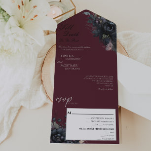 Dark Gothic Floral Till Death Do Us Part Wedding All In One Invitation