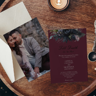 Dark Gothic Floral Till Death Formal Photo Wedding Invitation