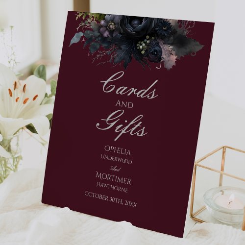 Dark Gothic Floral Wedding Cards and Gifts Sign