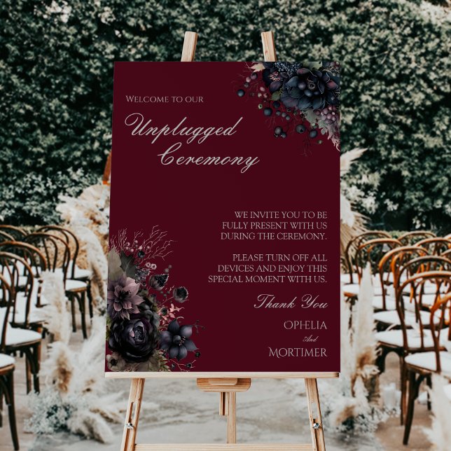 Dark Gothic Floral Wedding Unplugged Ceremony Foam Board (Creator Uploaded)