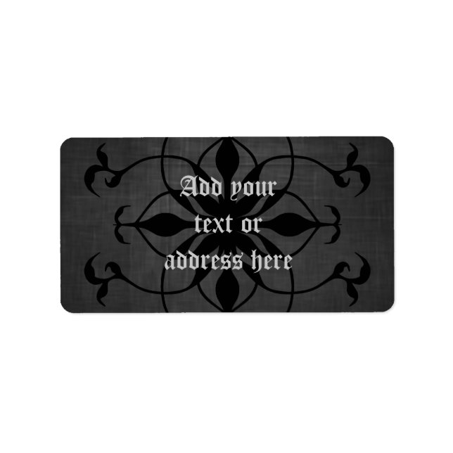 Dark Gothic flower address labels to personalize (Front)