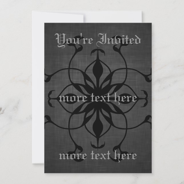 Dark Gothic flower invitations to personalize (Front)