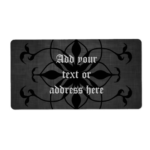 Dark Gothic flower large address or bottle labels