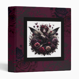 Dark Gothic Forest Fairy Floral Roses Burgundy 3 Ring Binder