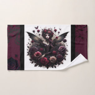Dark Gothic Forest Fairy Floral Roses Burgundy Bath Towel Set