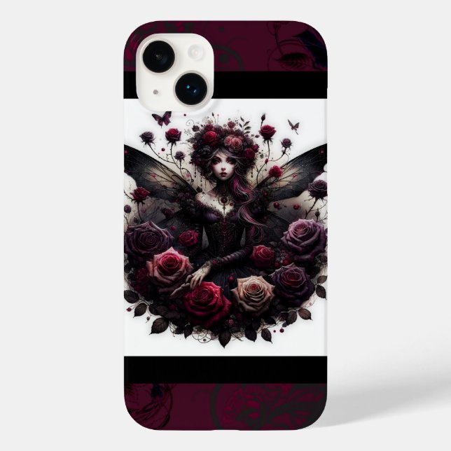Dark Gothic Forest Fairy Floral Roses Burgundy Case-Mate iPhone Case (Back)