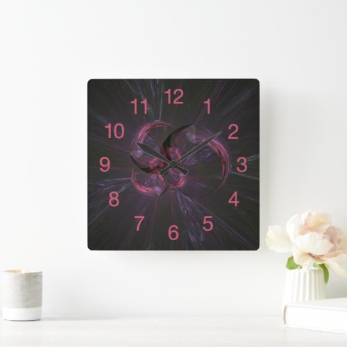 Dark Gothic Fractal Art Square Wall Clock