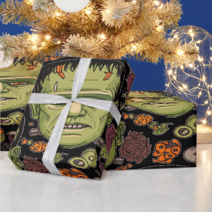 Dark Gothic Frankenstein Aesthetic For Halloween Wrapping Paper
