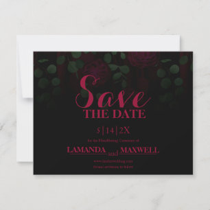Dark Gothic Fuchsia Floral Wedding Save The Date