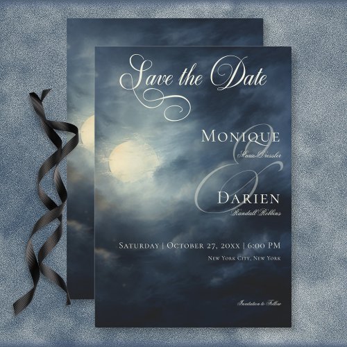 Dark Gothic Full Moon Night Sky Wedding Save The Date