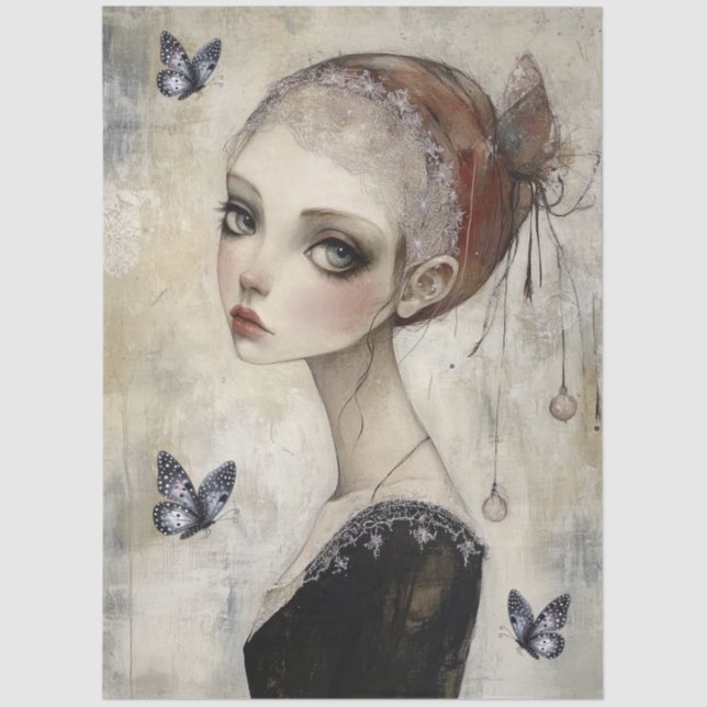 Dark Gothic Grunge Girl Decoupage Tissue Paper (Front)