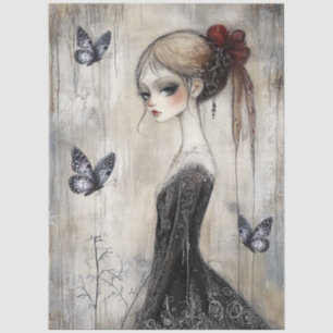 Dark Gothic Grunge Girl Decoupage Tissue Paper