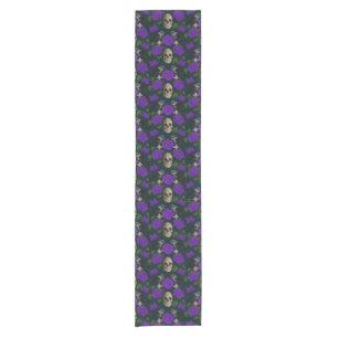 Dark Gothic Grungy Rose Vines Raven Skull purple Short Table Runner