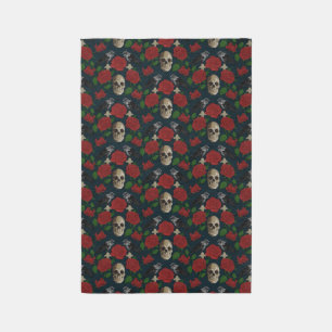 Dark Gothic Grungy Rose Vines Raven Skull red Rug