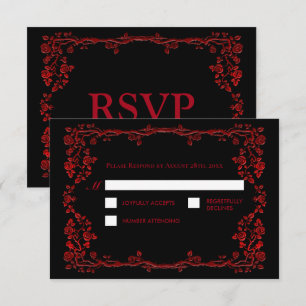 Dark Gothic Halloween Alternative Wedding RSVP Card