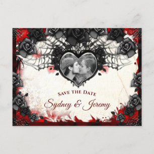 Dark Gothic Halloween PHOTO Save the Date PostCard
