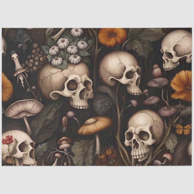 Dark gothic Halloween skull decoupage paper (Front)