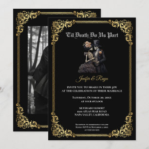 Dark Gothic Halloween wedding Invitation