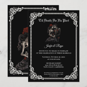 Dark Gothic Halloween wedding Invitation