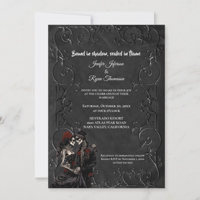 Dark Gothic Halloween wedding Invitation (Front)