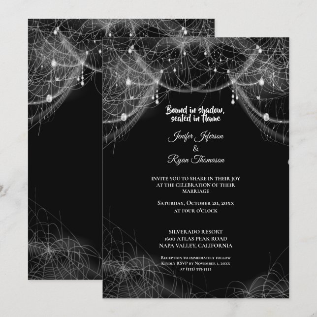 Dark Gothic Halloween wedding Invitation (Front/Back)