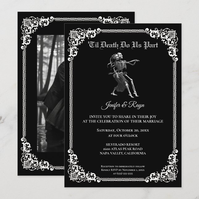 Dark Gothic Halloween wedding Invitation (Front/Back)