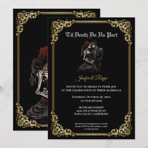 Dark Gothic Halloween wedding Invitation