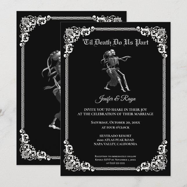Dark Gothic Halloween wedding Invitation (Front/Back)