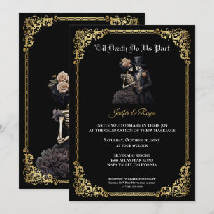 Dark Gothic Halloween wedding Invitation