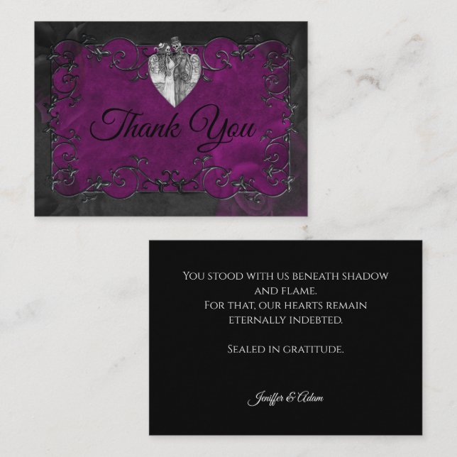 Dark Gothic Halloween wedding Note Card (Front/Back)