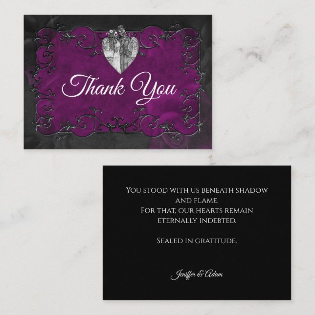 Dark Gothic Halloween wedding Note Card (Front/Back)