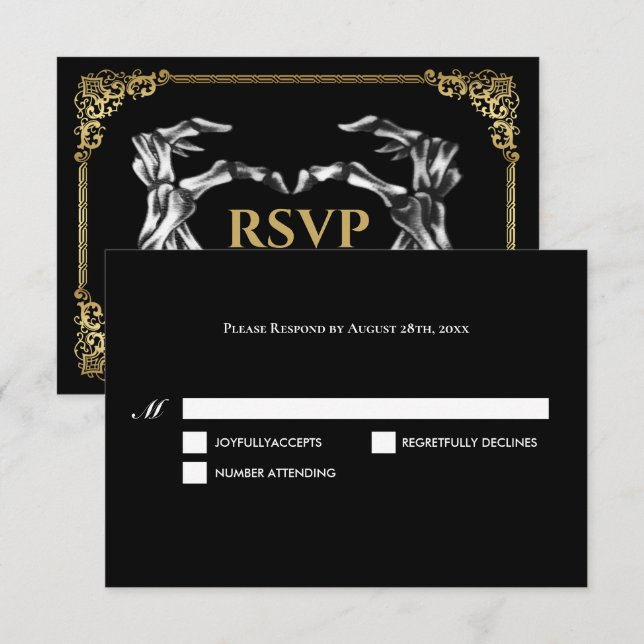 Dark Gothic Halloween Wedding RSVP Card (Front/Back)