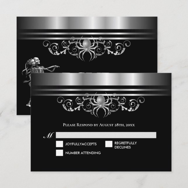 Dark Gothic Halloween Wedding RSVP Card (Front/Back)