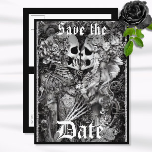 Dark Gothic Halloween Wedding Save the Date Announcement Postcard