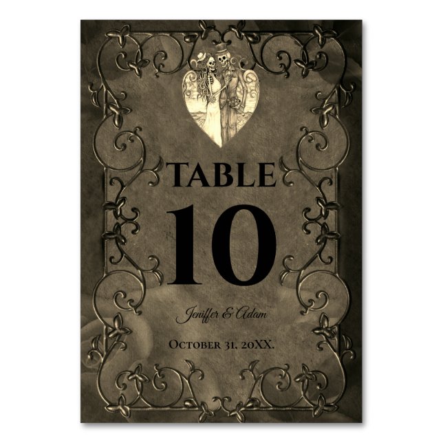 Dark Gothic Halloween Wedding Table Number (Front)