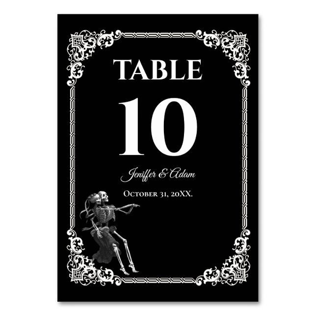 Dark Gothic Halloween Wedding Table number (Front)