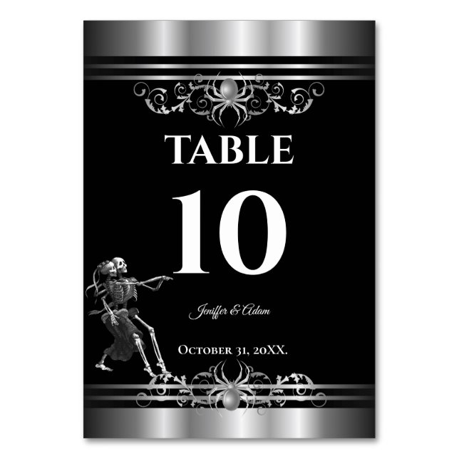 Dark Gothic Halloween Wedding Table number (Front)