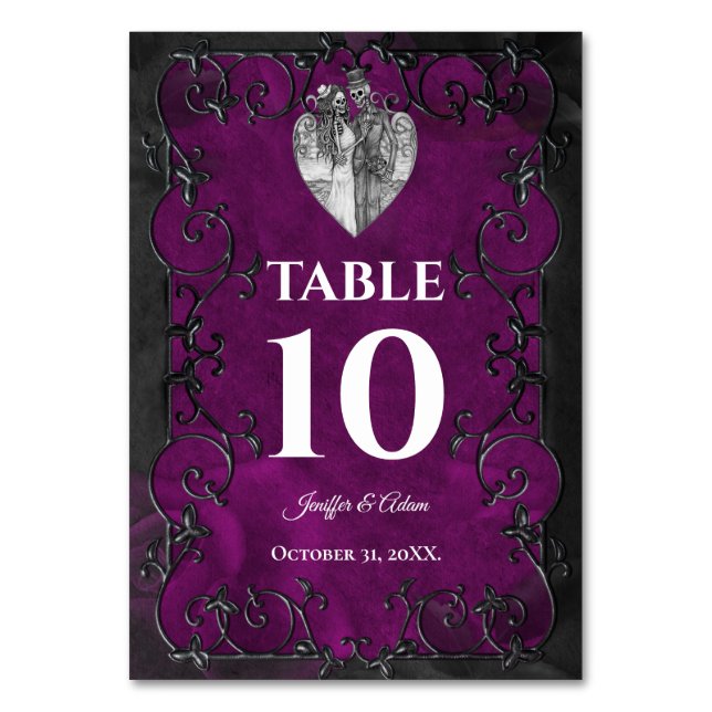 Dark Gothic Halloween Wedding Table Number (Front)