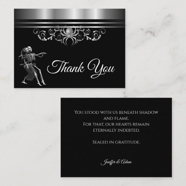 Dark Gothic Halloween wedding thank you Note Card (Front/Back)