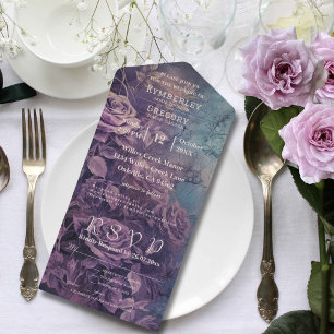 Dark Gothic Lavender Purple Floral Rose Email All In One Invitation