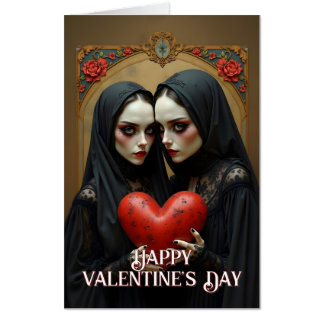 Dark Gothic Lovers with Crimson Heart Card