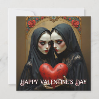 Dark Gothic Lovers with Crimson Heart Note Card