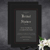 Dark Gothic Minimal Black & Red Bridal Shower
