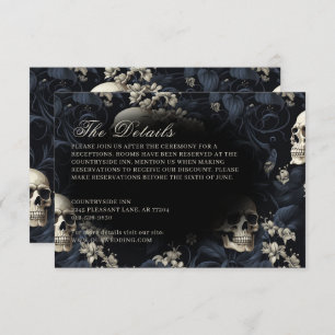 Dark Gothic Moody Skulls & Flowers Wedding Enclosure Card