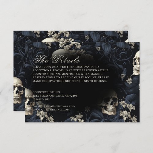 Dark Gothic Moody Skulls  Flowers Wedding Enclosure Card