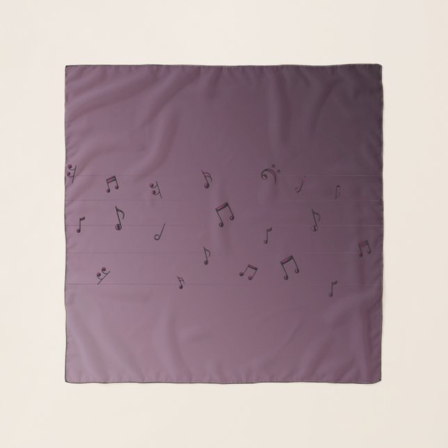 Dark gothic musical notes Mauve  Scarf (Front)