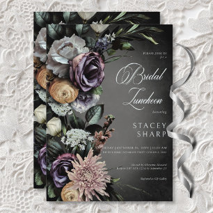 Dark Gothic Mysterious Muted Floral Blur Luncheon Invitation