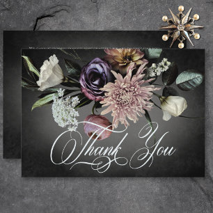 Dark Gothic Mysterious Muted Floral Blur Wedding Thank You Card