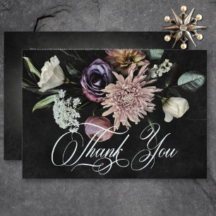 Dark Gothic Mysterious Muted Floral Wedding Thank You Card